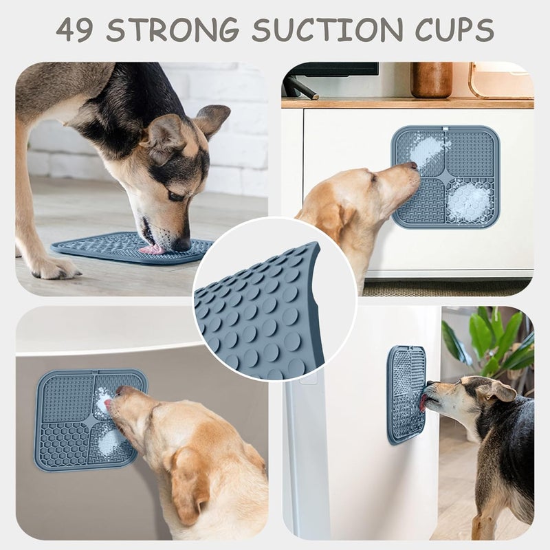 ChefAide 2 Pack Lick Mat for Dogs,Cats,Upgraded 8.5×8.5 inches Licking Mats with Suction Cups,Slow Feeder Licking Pad for Anxiety Relief and Boredom Reducer,Suitable for Dog Training Set 5 - Image 3